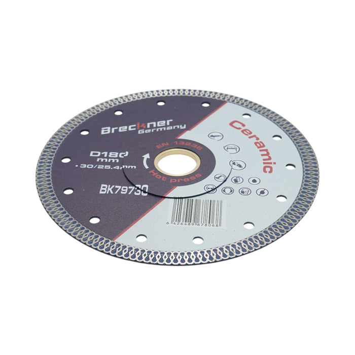 Disco diamantato turbo continuo 180x30/25,4 mm, segmento 10 mm per piastrelle, maiolica, ceramica dura Breckner Germany