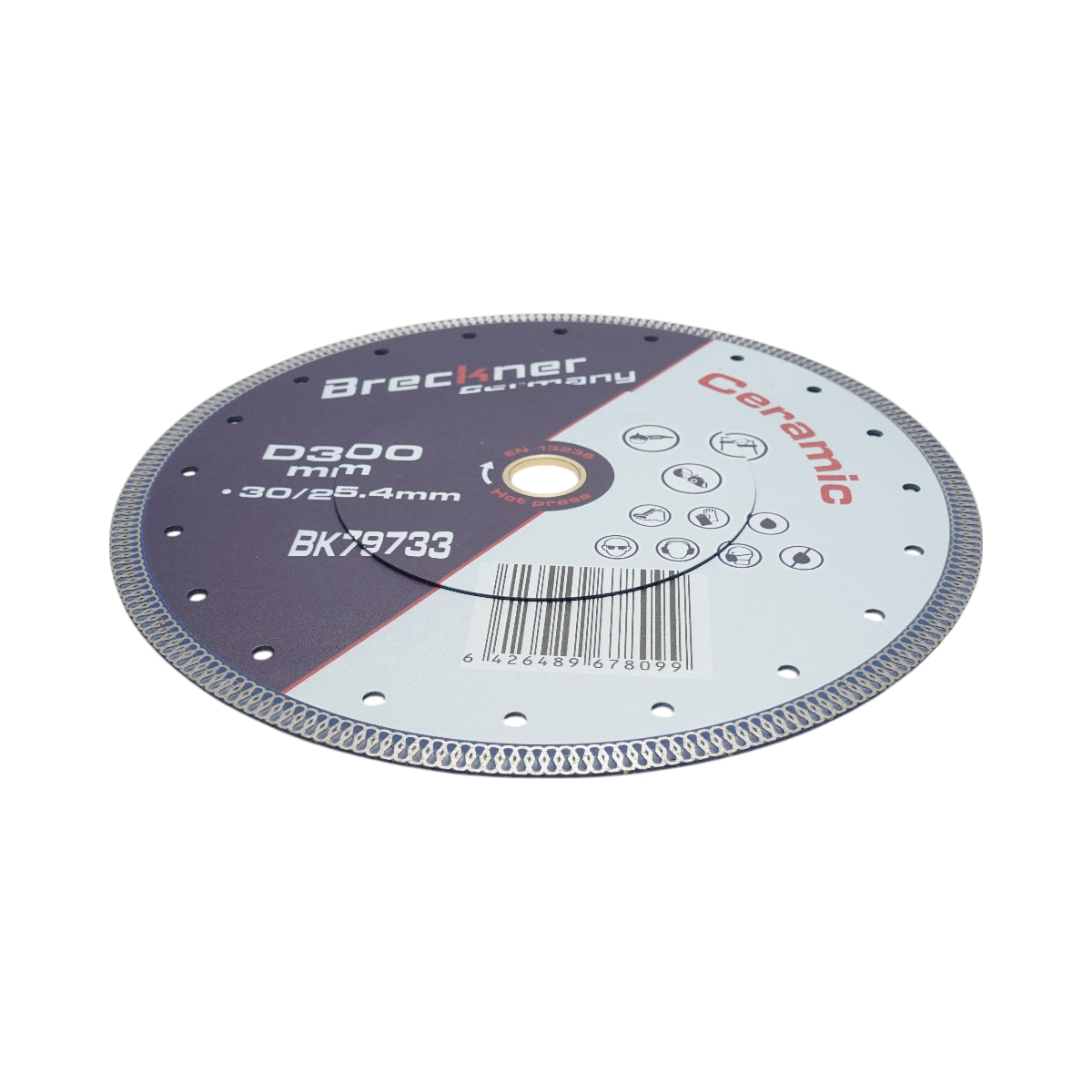 Disco diamantato turbo continuo 300x30/25,4 mm, segmento 10 mm per piastrelle, maiolica, ceramica dura Breckner Germany