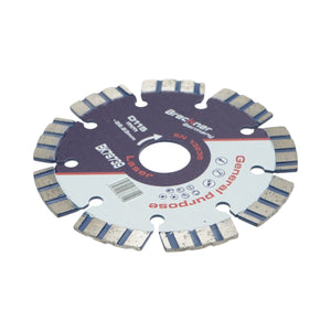 Disco diamantato turbo segmentato 115x22,23 mm, segmento 10 mm per cemento armato, pietra dura, autobloccanti Breckner Germany