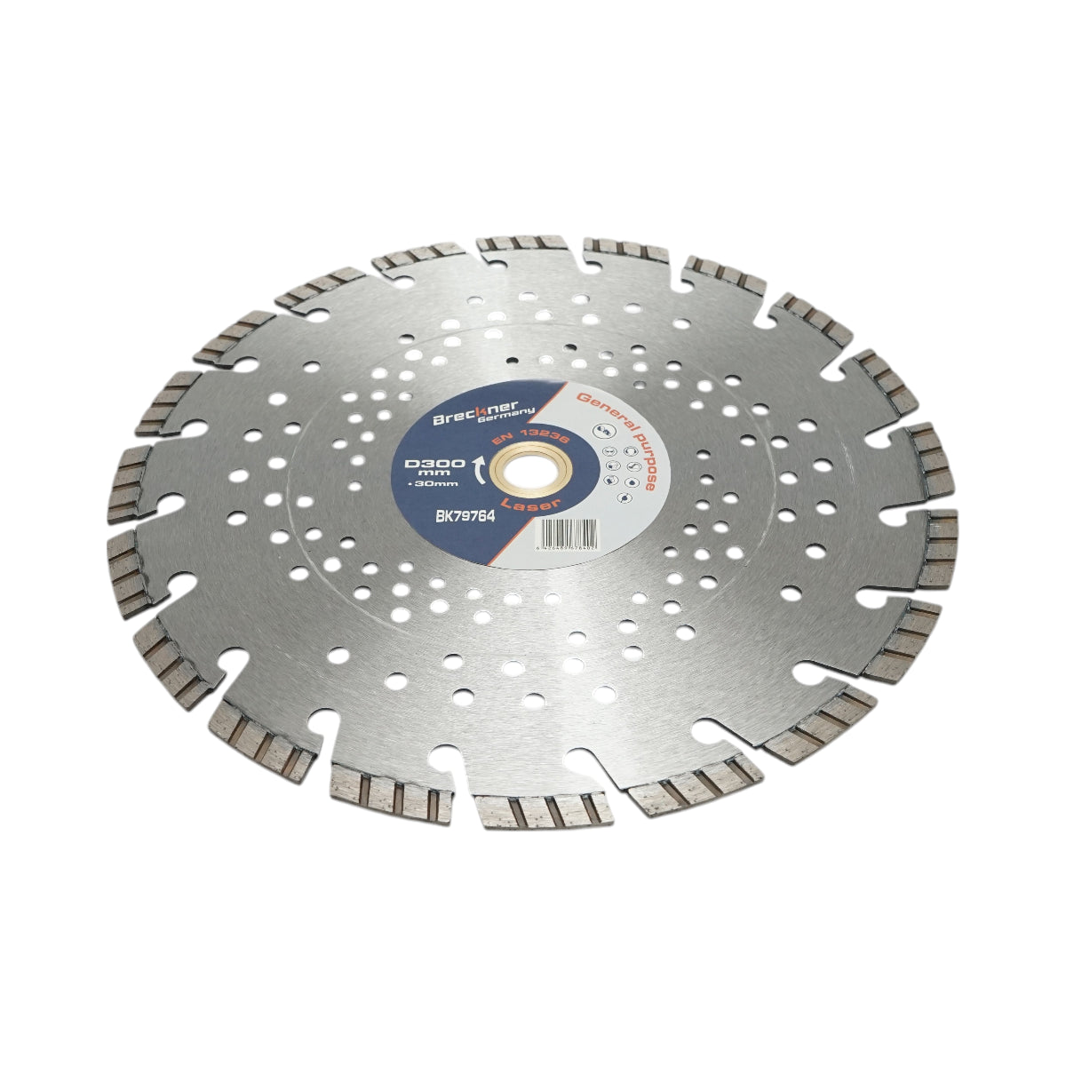 Disco diamantato turbo segmentato 300x30mm, segmento 10mm per cemento armato, pavimentazioni, archi, pietra dura Breckner Germany