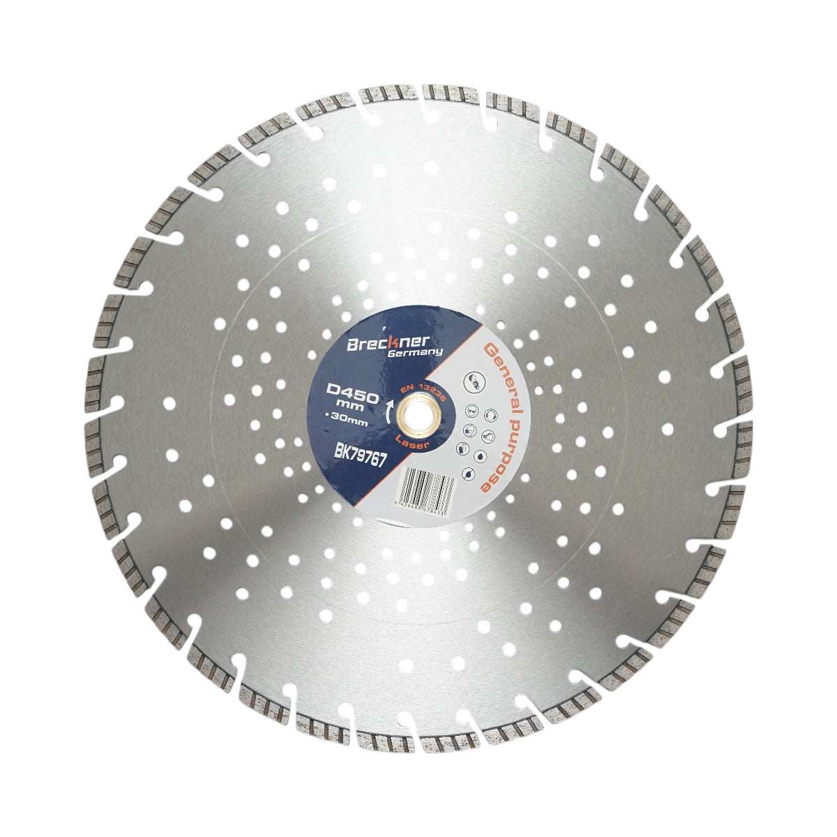 Disco diamantato turbo segmentato 450x30mm, segmento 10mm per cemento armato, pavimentazioni, archi, pietra dura Breckner Germany