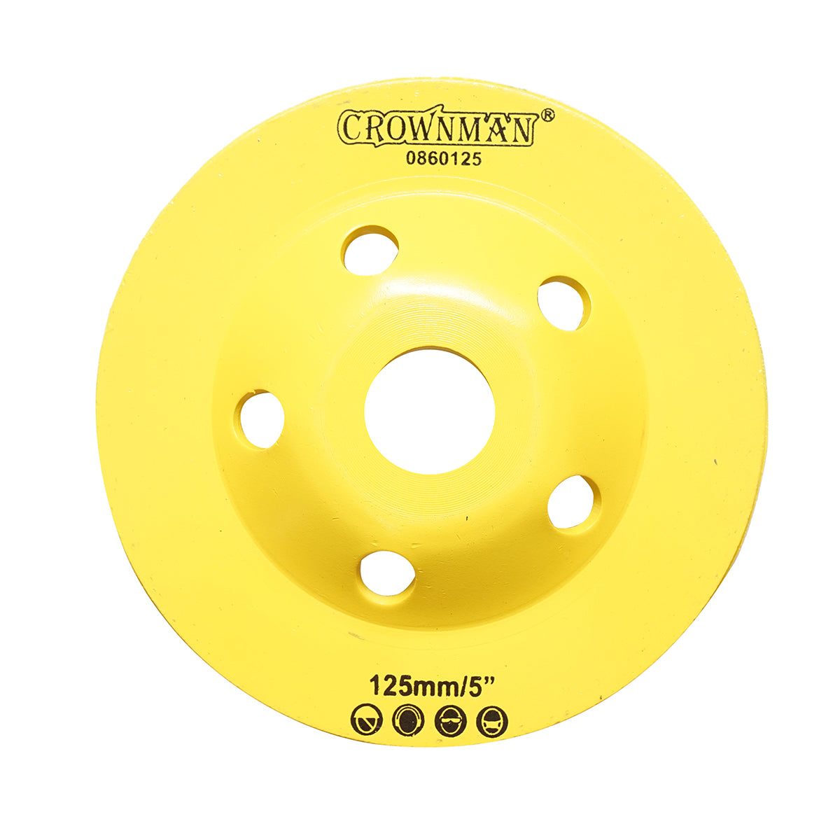 Disco diamantato turbo segmentato tipo coppa 125x22.23 mm per levigatura di cemento, granito e pietra, Crownman