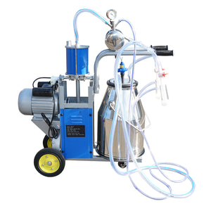 Dispositivo per mungitura di mucche, 1 postazione, 550W, 220V, bidone in acciaio inox da 25L, gruppo di mungitura con 2 manicotti, pressione del vuoto 45-50 kPa, pulsazioni 60-80 cpm.