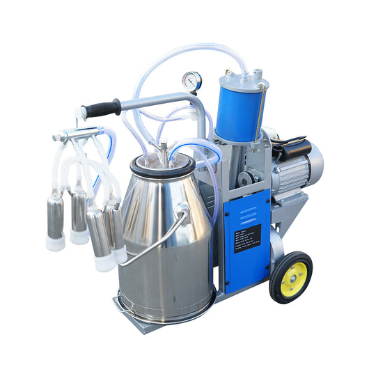 Dispositivo per mungitura di mucche, 1 postazione, 550W, 220V, bidone in acciaio inox da 25L, gruppo di mungitura con 4 manicotti, pressione del vuoto 45-50 kPa, pulsazioni 60-80 cpm