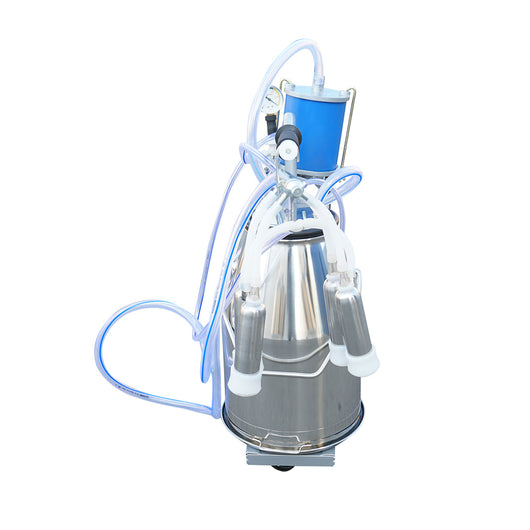 Dispositivo per mungitura di mucche, 1 postazione, 550W, 220V, bidone in acciaio inox da 25L, gruppo di mungitura con 4 manicotti, pressione del vuoto 45-50 kPa, pulsazioni 60-80 cpm