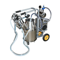 Dispositivo per mungitura di mucche, 1 postazione, 650W, bidone in acciaio inox da 25L, gruppo di mungitura con 4 manicotti, pressione del vuoto 45-50 kPa, pulsazioni 60-80 cpm