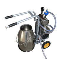 Dispositivo per mungitura di mucche, 1 postazione, 650W, bidone in acciaio inox da 25L, gruppo di mungitura con 4 manicotti, pressione del vuoto 45-50 kPa, pulsazioni 60-80 cpm