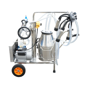 Dispositivo per mungitura di mucche, 1 postazione, 750W, 220V, bidone in acciaio inox da 25L, gruppo di mungitura con 4 manicotti, pressione del vuoto 40-50 kPa, pulsazioni 60-80 cpm.