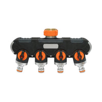 Distributore a 4 vie con rubinetti, connettori 1/2 e adattatore rubinetto 1/2-3/4 per tubo da giardino