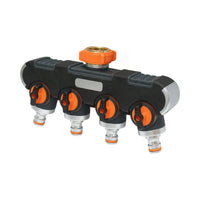 Distributore a 4 vie con rubinetti, connettori 1/2 e adattatore rubinetto 1/2-3/4 per tubo da giardino