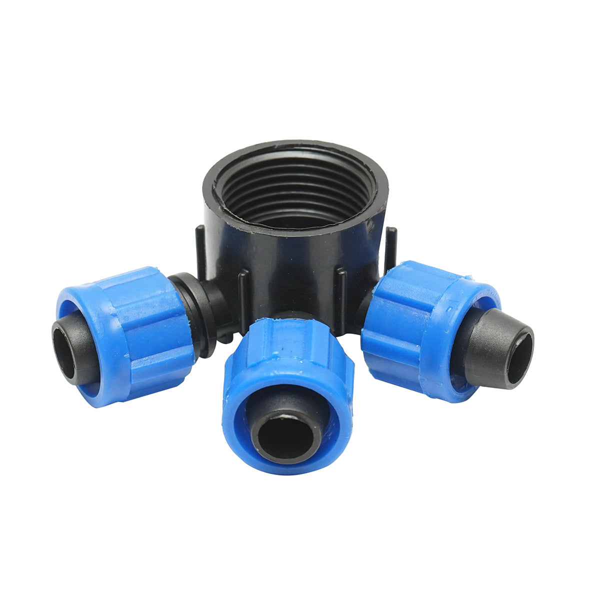 Distributore di connessione per tubo e banda di gocciolamento da 17mm con 3 teste per sistemi di irrigazione