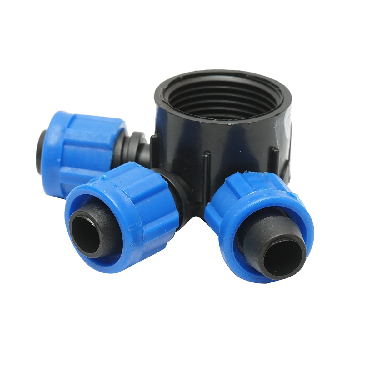 Distributore di connessione per tubo e banda di gocciolamento da 17mm con 3 teste per sistemi di irrigazione