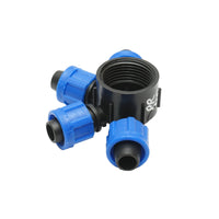 Distributore di connessione per tubo e banda di gocciolamento da 17mm con 4 teste per sistemi di irrigazione
