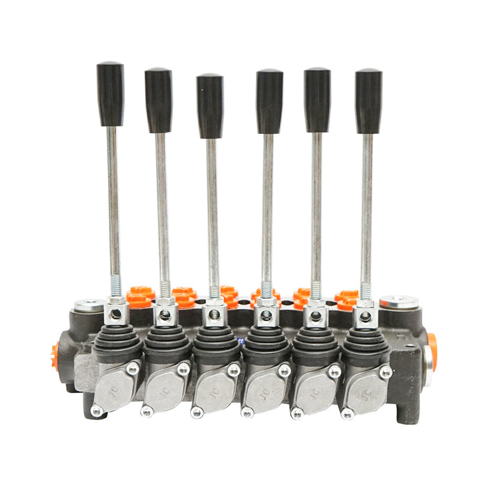 DISTRIBUTORE OLEODINAMICO a 6 leve incluso flusso 80L/min, 15 /+80