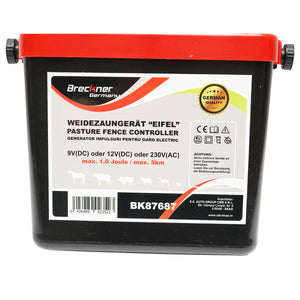 Elettrificatore 9-12V o 220V, 1 Joule, 5 km per recinzione elettrica Breckner Germany