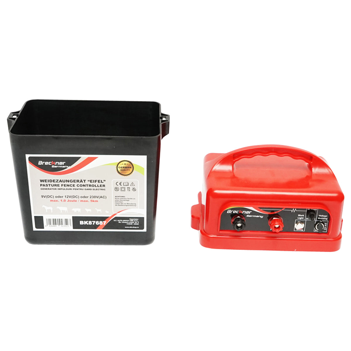 Elettrificatore 9-12V o 220V, 1 Joule, 5 km per recinzione elettrica Breckner Germany