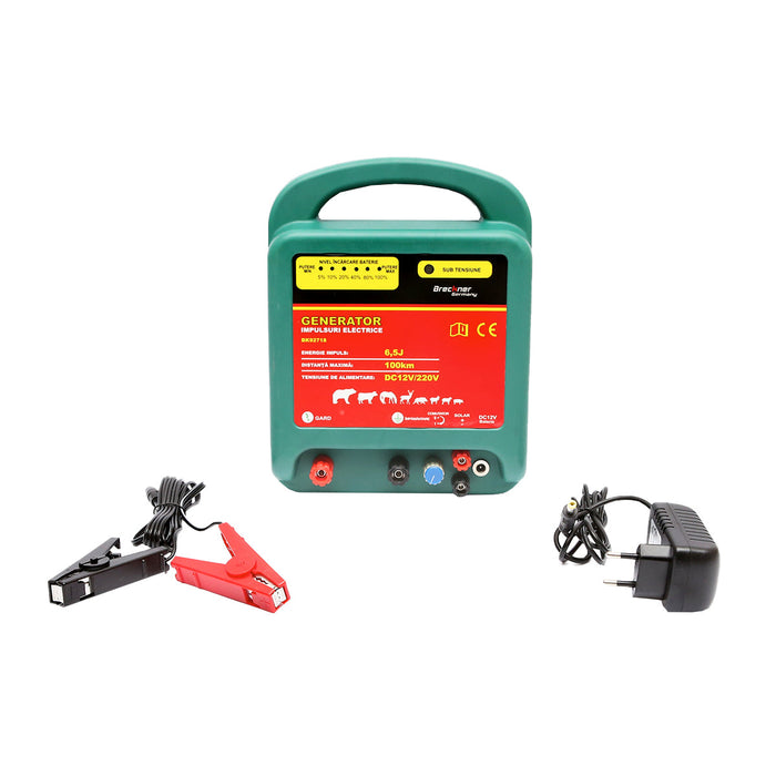 Elettrificatore DC 12/220V, 6.5 Joule, 100 km per recinto elettrico, Breckner Germany