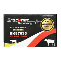 Elettrificatore per recinzioni elettriche, 12V 2 Joule 20 km con messa a terra per recinto elettrico Breckner Germany