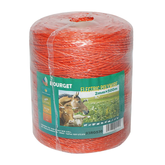 Filo arancione, diametro 2 mm, 3x0.15 mm SS, 500 m per recinzione elettrica, resistenza 15 Ohm, Bourget