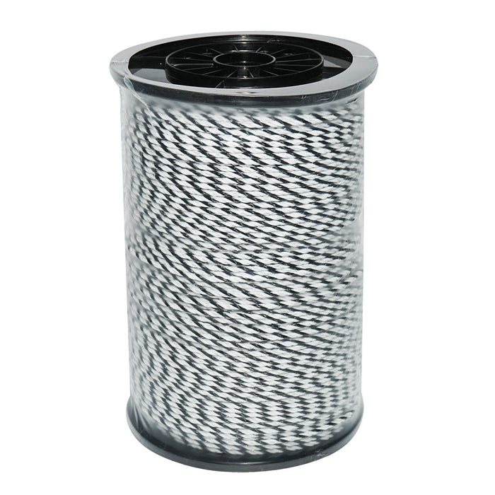 Filo bianco-nero, diametro 4 mm, 3x0.2 mm SS, 500 m per recinzione elettrica, resistenza 9 Ohm, Bourget