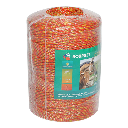 Filo giallo-rosso, diametro 2 mm, 6x0.16 mm SS, 500 m per recinzione elettrica, resistenza 5.5 Ohm, Bourget