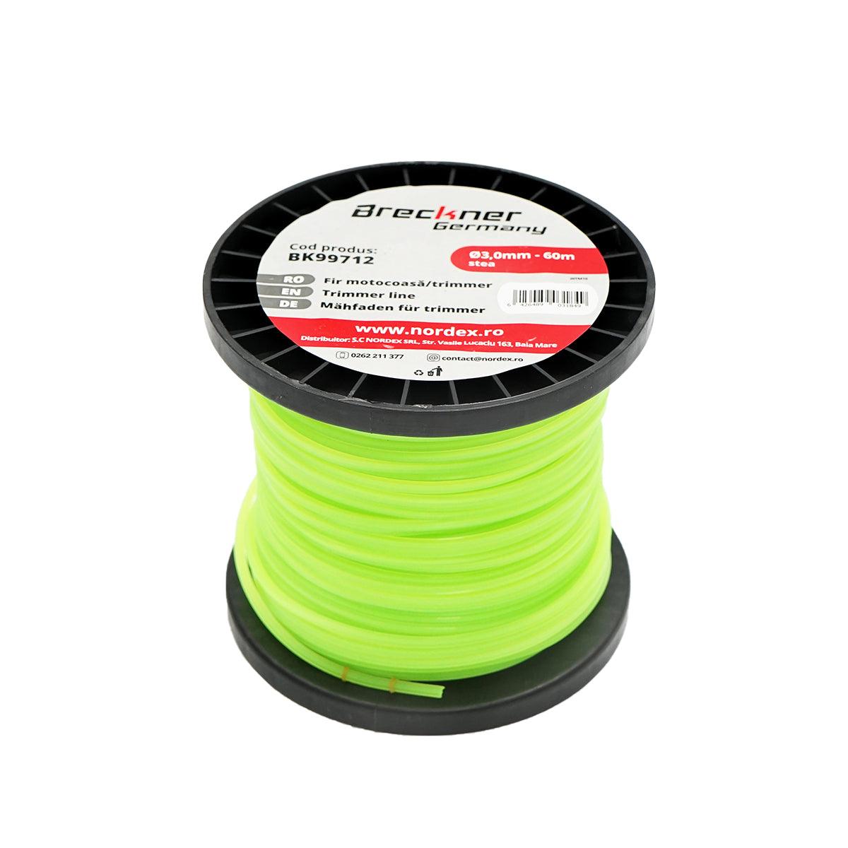 Filo per decespugliatore 3 mm x 60 mt, Filo a stella per decespugliatore Breckner Germany