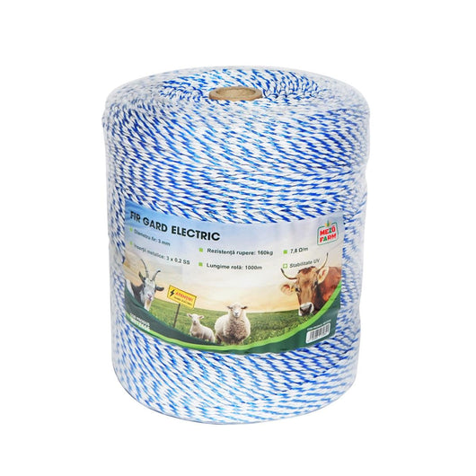 Filo per recinto elettrico, Lunghezza 1000 mt, Ø 3mm. 3x0.2mm. SS, 7,8 Ohm/m, recinzioni elettriche MEZOFARM