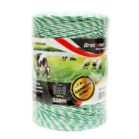 Filo per Recinto Elettrico, Lunghezza 500 mt, Ø2.5mm. 4x0.2mm. SS, 7 Ohm/m, colore Bianco/Verde, Recinzioni Elettriche Breckner Germany