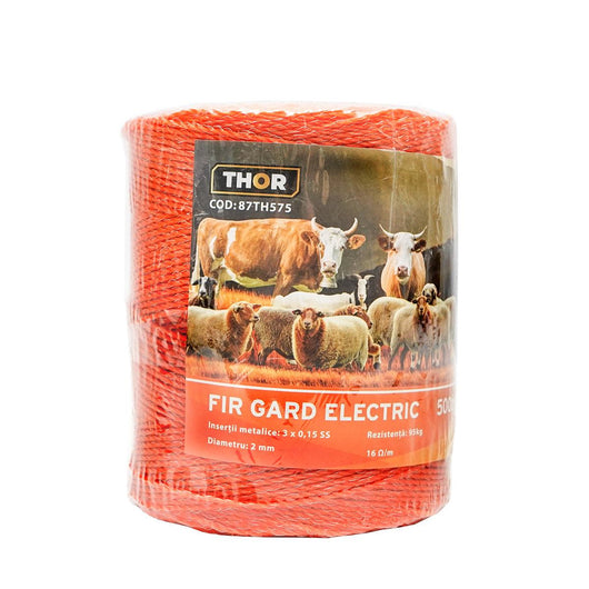 Filo per Recinto Elettrico, Lunghezza 500 mt, Ø2mm. 3x0.15mm. SS, 16 Ohm/m, colore arancione, Recinzioni Elettriche Thor