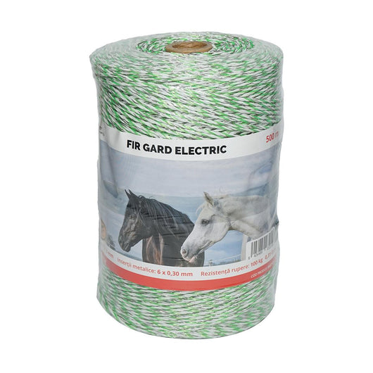 Filo per Recinto Elettrico, Lunghezza 500 mt, Ø3mm. 6x0.3mm. SS, 0.31 Ohm/m, colore Bianco/Verde, Recinzioni Elettriche Baisan