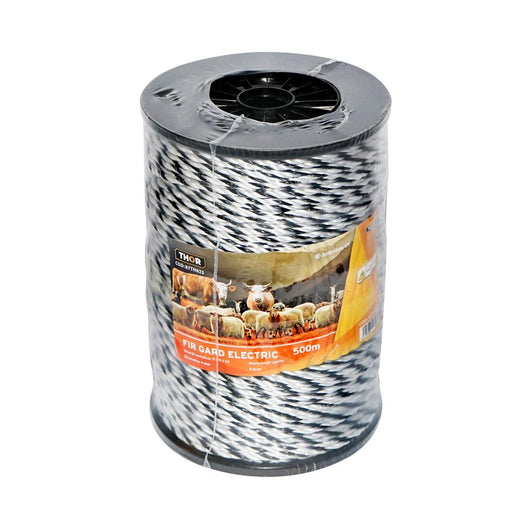 Filo per Recinto Elettrico, Lunghezza 500 mt, Ø4mm. 3x0.2mm. SS, 9 Ohm/m, colore Bianco/Nero, Recinzioni Elettriche Thor