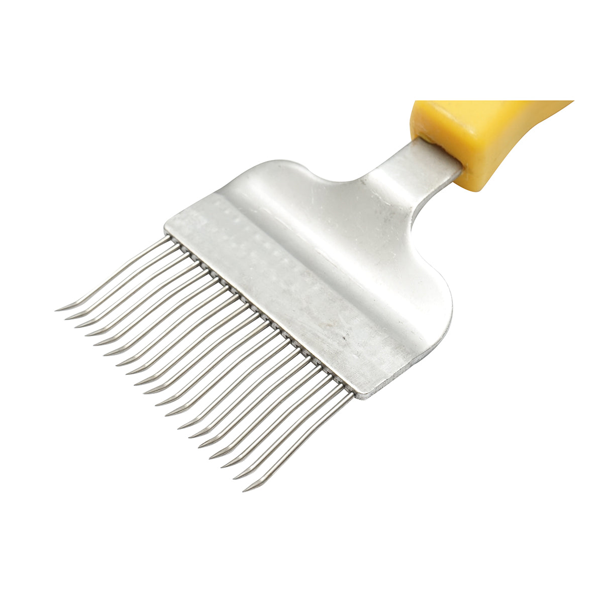 Forca apistica per disopercolare con rebbi piegati in acciaio inox e manico in plastica 210 mm