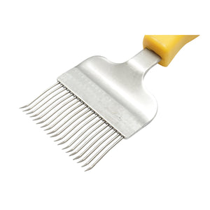 Forca apistica per disopercolare con rebbi piegati in acciaio inox e manico in plastica 210 mm