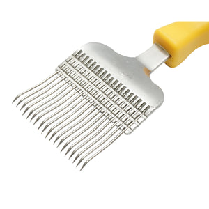 Forca apistica per disopercolare con rebbi piegati in acciaio inox e manico in plastica 210 mm