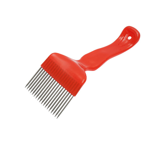 Forca per apicoltura per l'apertura degli alveari con denti dritti in acciaio inox e manico in plastica 210mm