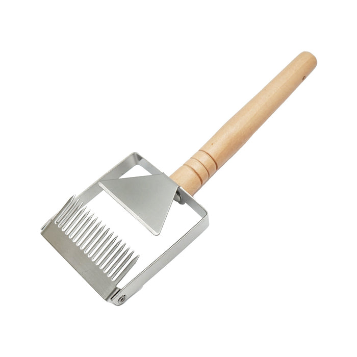 Forchetta per disopercolare, decapsulare miele in acciaio inox con manico in legno.