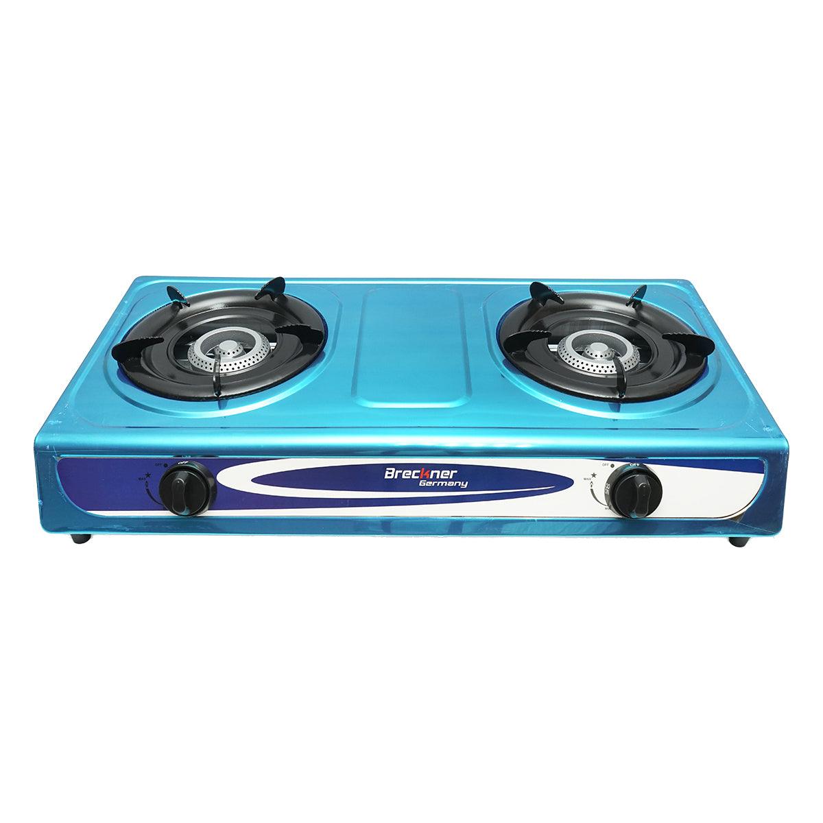 Fornello a Gas, 2 Bruciatori in Ghisa, 2,5 KW, Acciaio Inox, Fornello a gas Campeggio Camper Giardino Breckner Germany