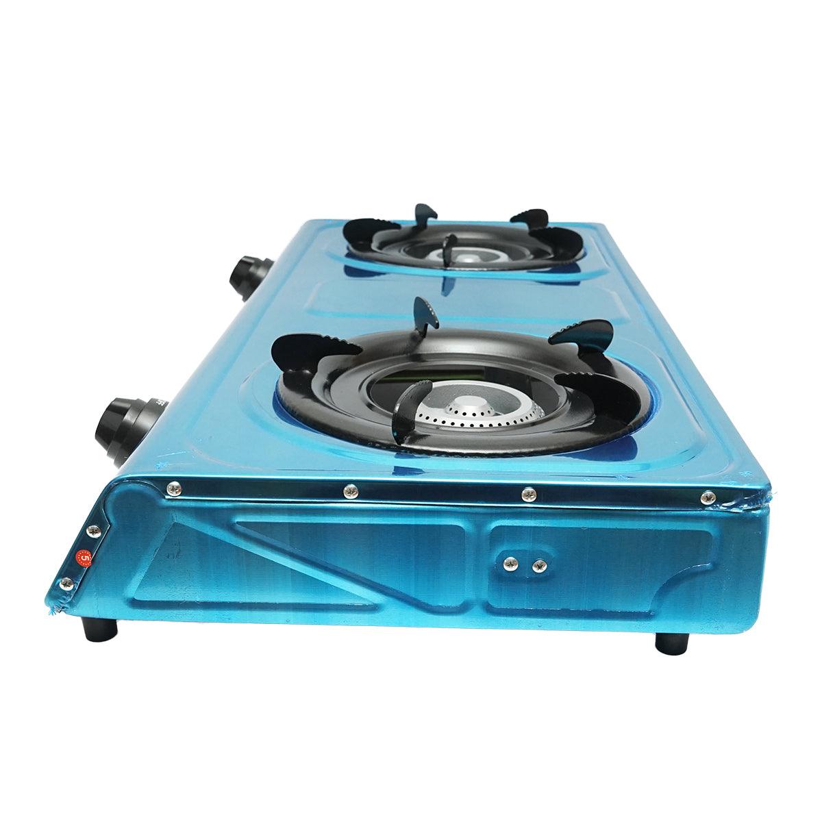 Fornello a Gas, 2 Bruciatori in Ghisa, 2,5 KW, Acciaio Inox, Fornello a gas Campeggio Camper Giardino Breckner Germany