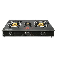 Fornello a Gas, 3 Bruciatori in Ghisa, 2,5 KW, Vetro Temperato, 700x380x94mm Fornello a gas Campeggio Camper Giardino Breckner Germany