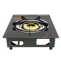 Fornello a Gas, 3 KW, Bruciatore in Ghisa, Vetro Temperato 40x30x9 cm, Fornello a gas Campeggio Camper Giardino Breckner Germany