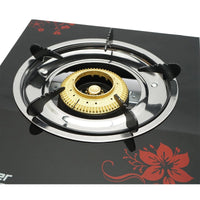 Fornello a Gas, 3 KW, Bruciatore in Ghisa, Vetro Temperato 40x30x9 cm, Fornello a gas Campeggio Camper Giardino Breckner Germany