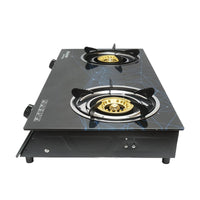 Fornello a gas, piano cottura con 2 bruciatori in ghisa 3KW vetro temperato 700x380x94mm, Fornello a gas Campeggio Camper Giardino Breckner Germany