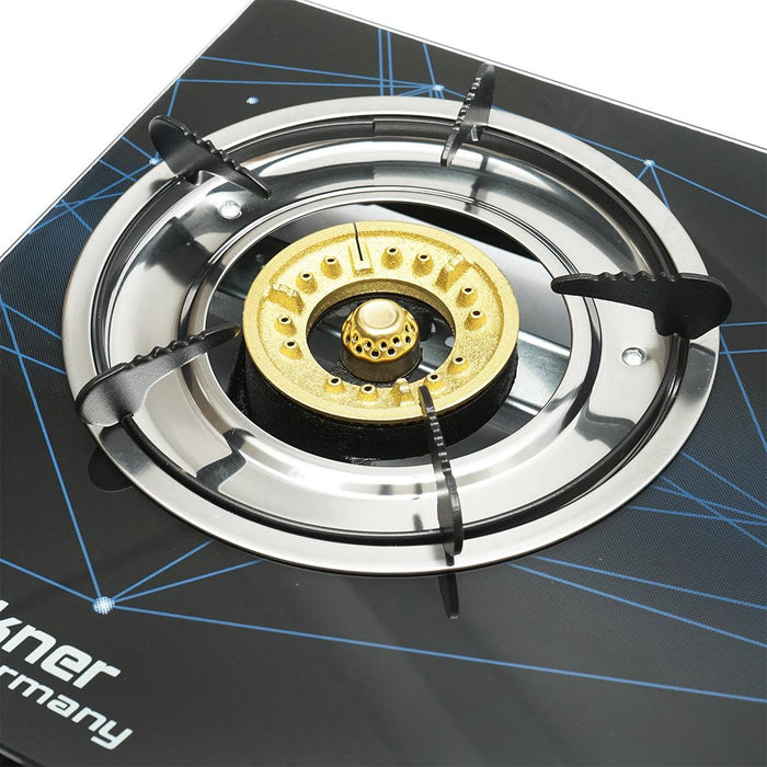 Fornello a gas, piano cottura con 2 bruciatori in ghisa 3KW vetro temperato 700x380x94mm, Fornello a gas Campeggio Camper Giardino Breckner Germany