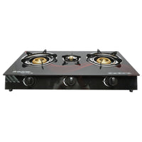 Fornello a gas, piano cottura con 3 bruciatori in ghisa 2,5KW vetro temperato 700x380x94mm, Fornello a gas Campeggio Camper Giardino Breckner Germany