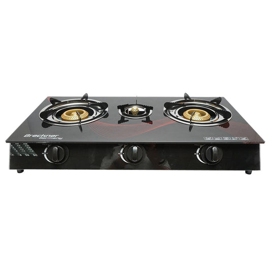 Fornello a gas, piano cottura con 3 bruciatori in ghisa 2,5KW vetro temperato 700x380x94mm, Fornello a gas Campeggio Camper Giardino Breckner Germany