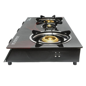 Fornello a gas, piano cottura con 3 bruciatori in ghisa 2,5KW vetro temperato 700x380x94mm, Fornello a gas Campeggio Camper Giardino Breckner Germany