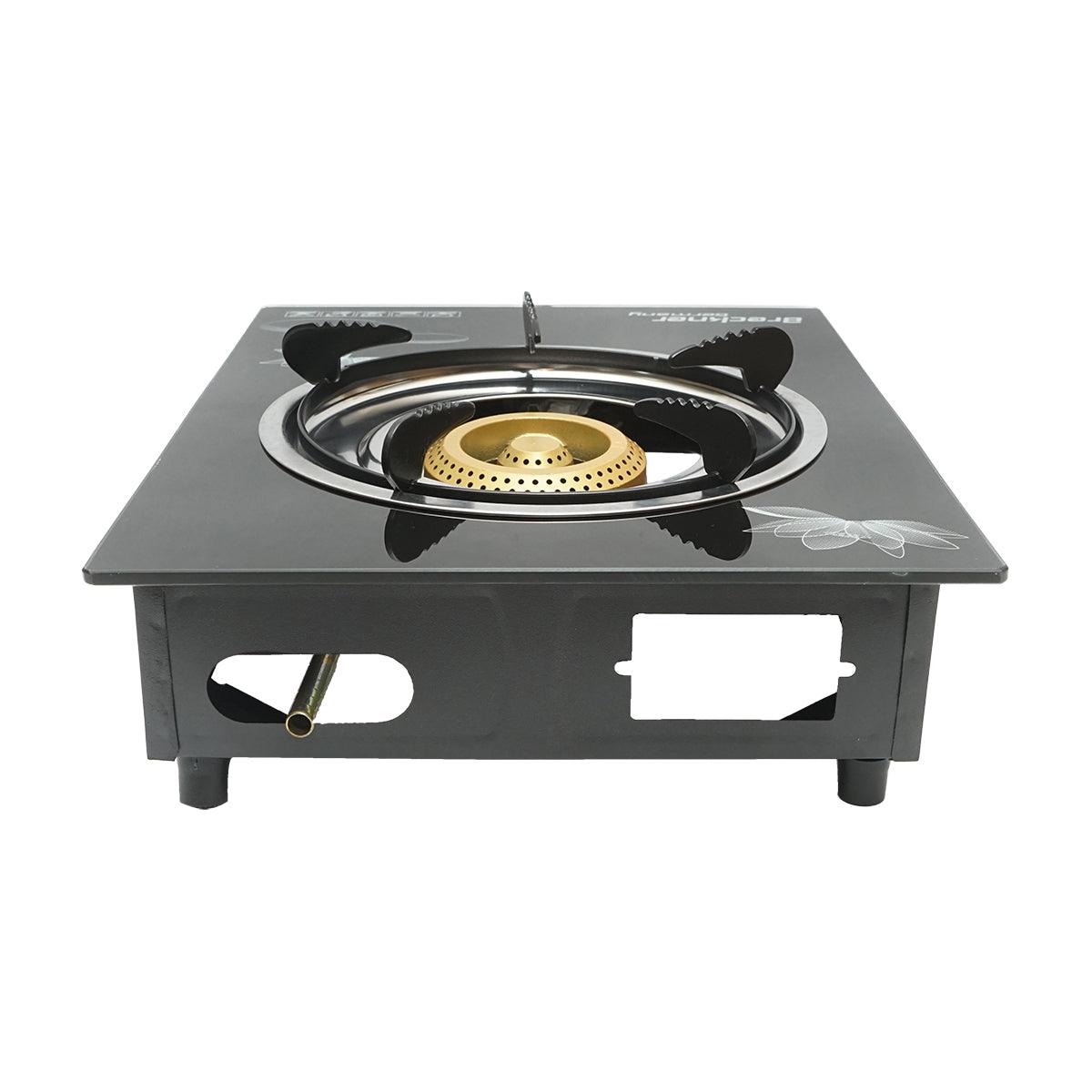 Fornello a gas, piano cottura con un bruciatore in ghisa 2,5KW vetro temperato 400x300x90mm, Fornello a gas Campeggio Camper Giardino Breckner Germany