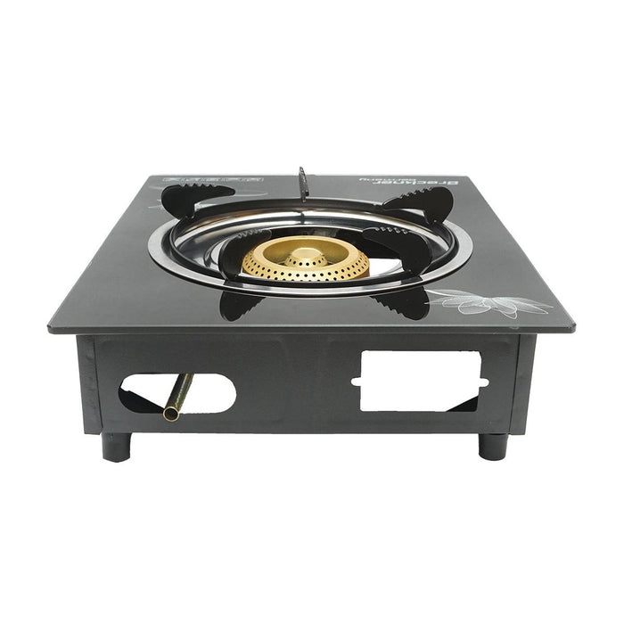 Fornello a gas, piano cottura con un bruciatore in ghisa 2,5KW vetro temperato 400x300x90mm, Fornello a gas Campeggio Camper Giardino Breckner Germany