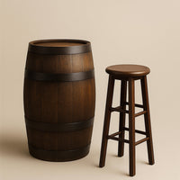 Sgabello da bar h 68 cm in legno noce scuro con seduta rotonda e gambe dritte