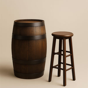 Sgabello da bar h 68 cm in legno noce scuro con seduta rotonda e gambe dritte